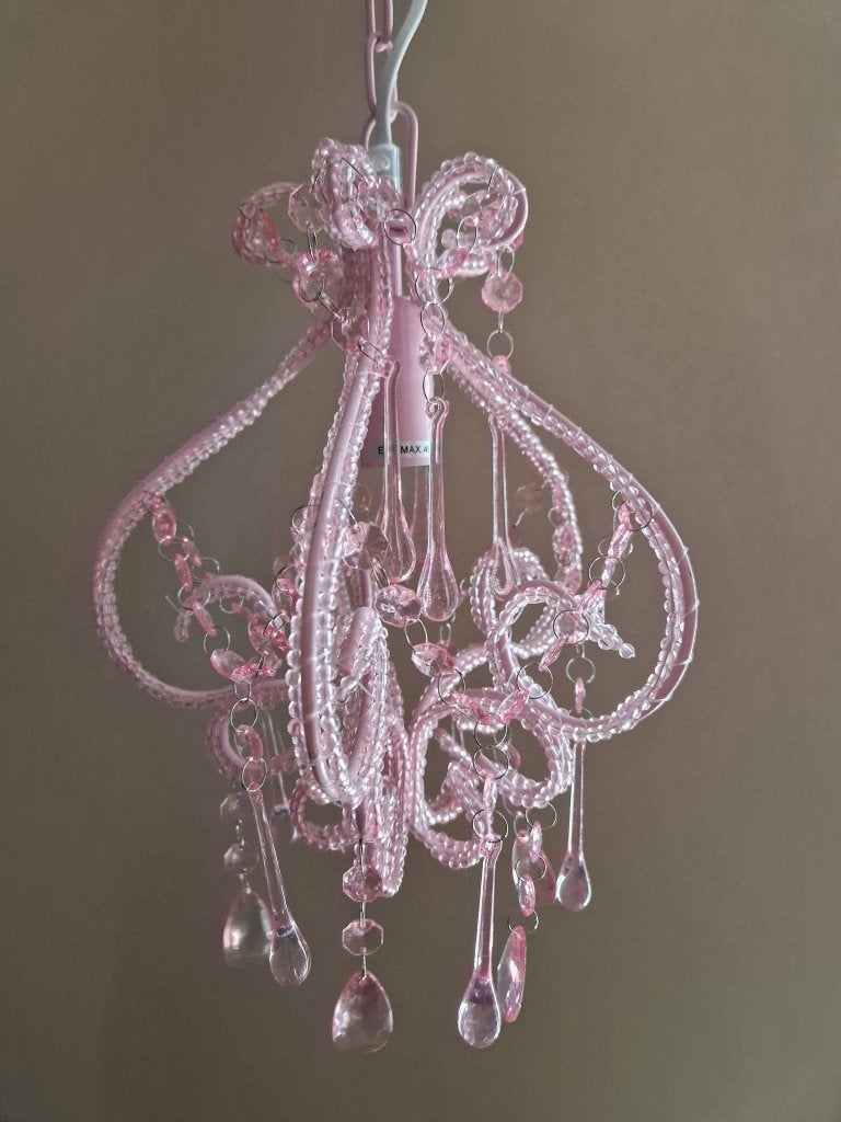 Kroonluchter roze !, Ophalen of Verzenden, Nieuw, Glas, E14 (klein)