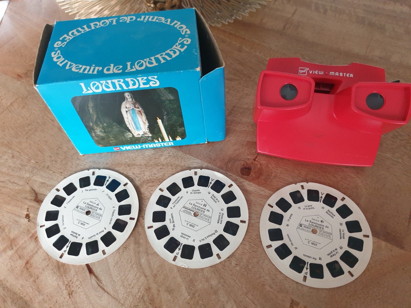 Vintage View-Master met Lourdes schijven en doos, Verzamelen, Ophalen of Verzenden, Gebruikt