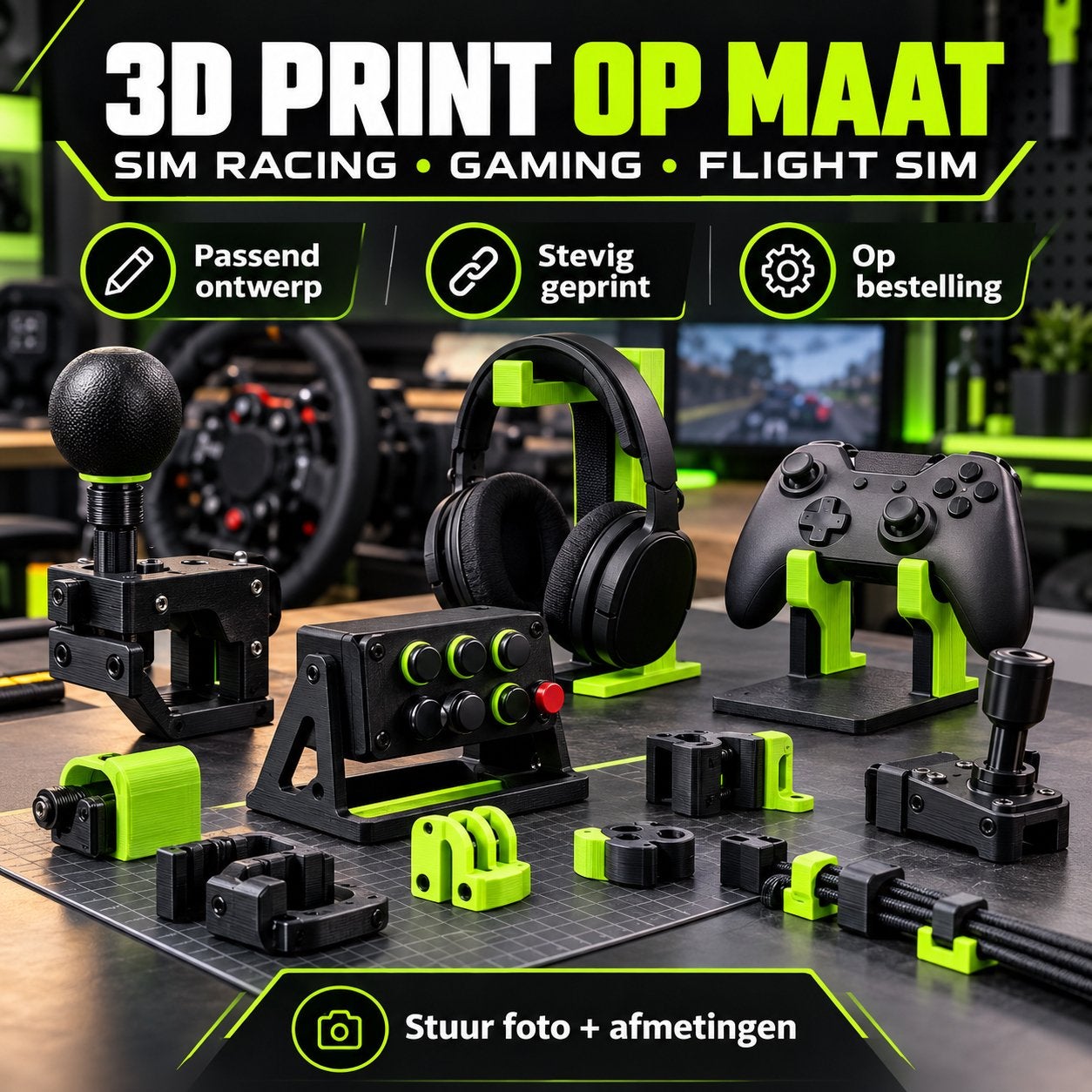 3D Printservice Gaming & Sim Racing – Maatwerk Onderdelen, Eén persoon