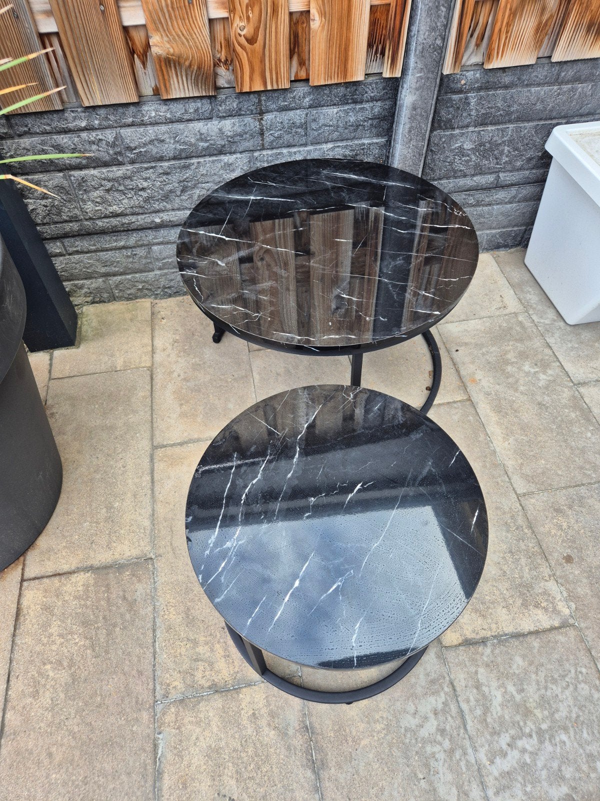 2 ronde salon tafels (marmer look), Huis en Inrichting, Tafels | Salontafels, Ophalen, Rond