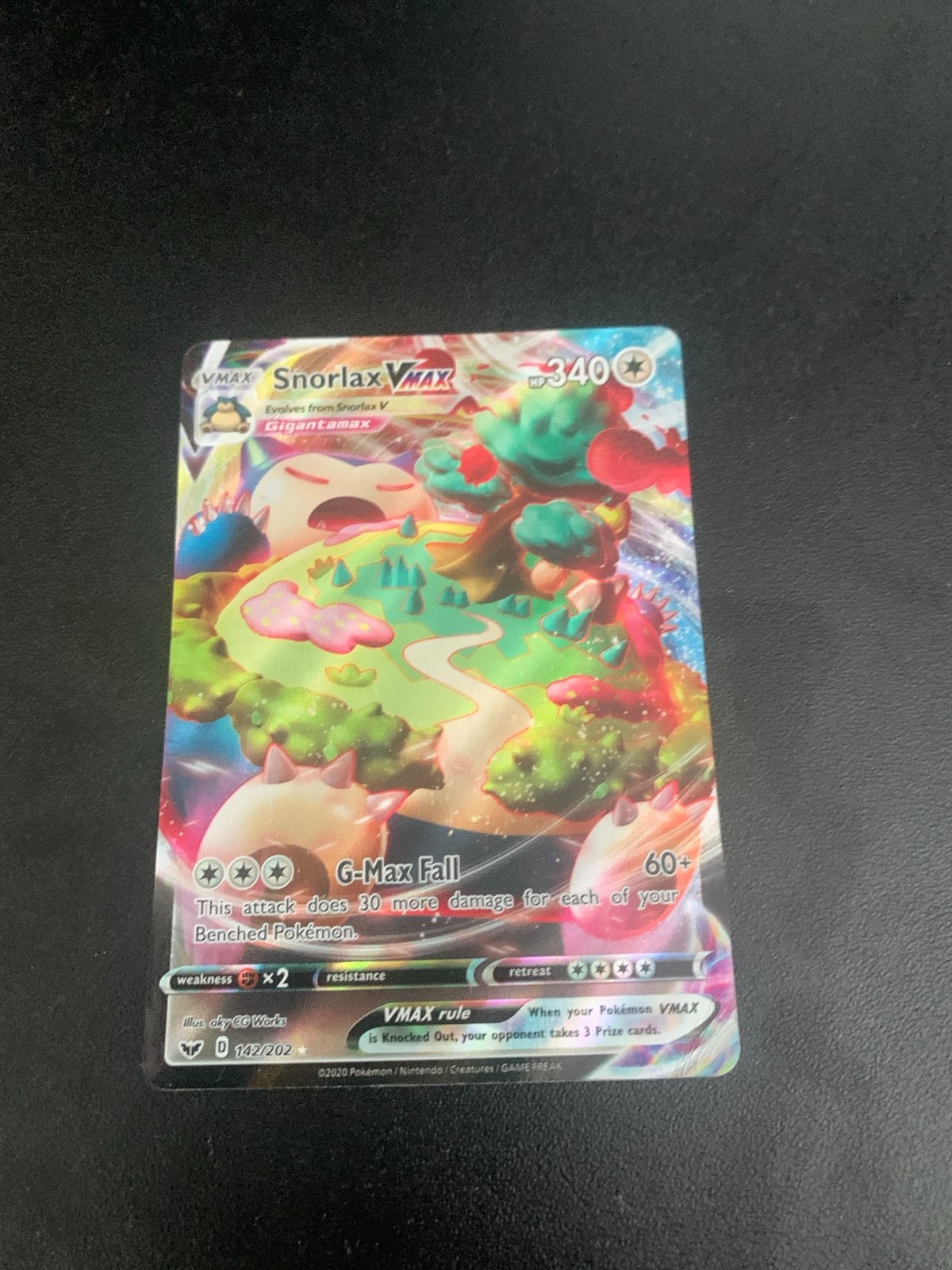 Pokémon Snorlax VMAX 142/202 Sword & Shield VMAX kaart, Ophalen, Gebruikt, Losse kaart
