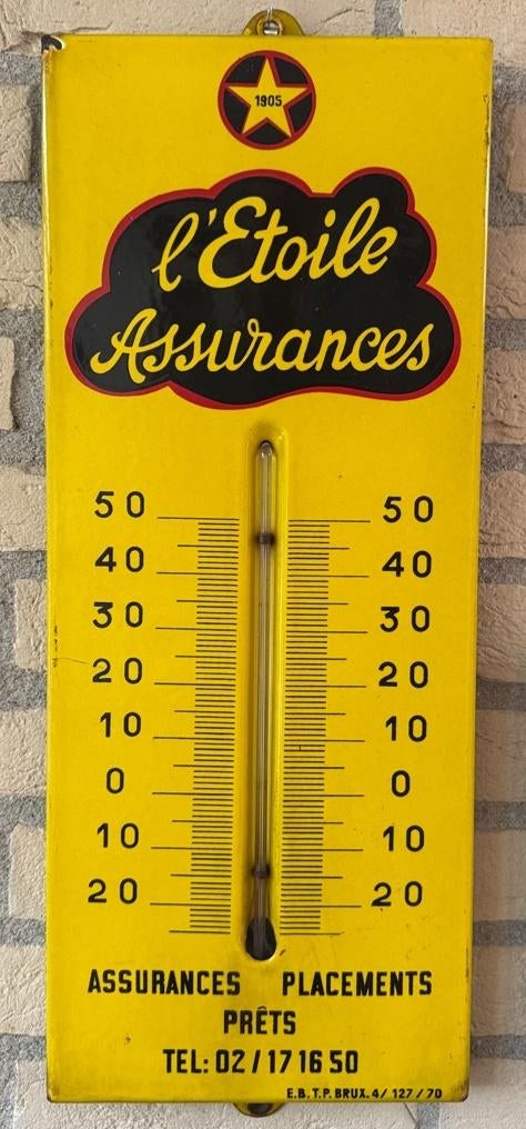 Emaille reclamebord - thermometer uitvoering, Ophalen of Verzenden, Gebruikt, Reclamebord