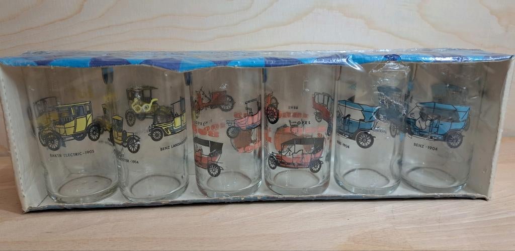 Limonade glazen set - met Oldtimers, Verzamelen, Glas en Borrelglaasjes, Ophalen of Verzenden, Nieuw, Frisdrankglas