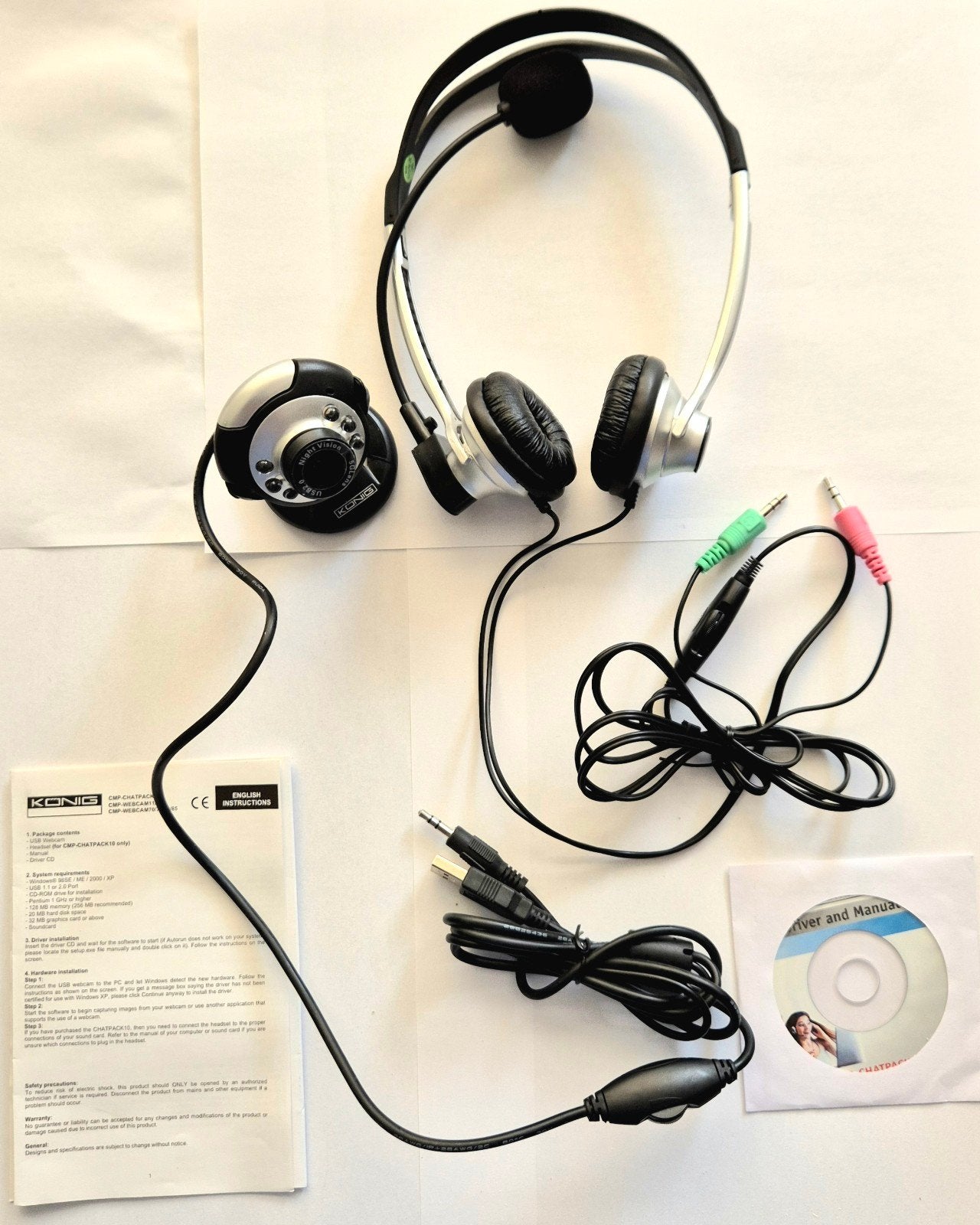 König Chatpack 11 Headset met Microfoon en Webcam, Inklapbare microfoon, Nieuw, Ophalen of Verzenden, Bedraad