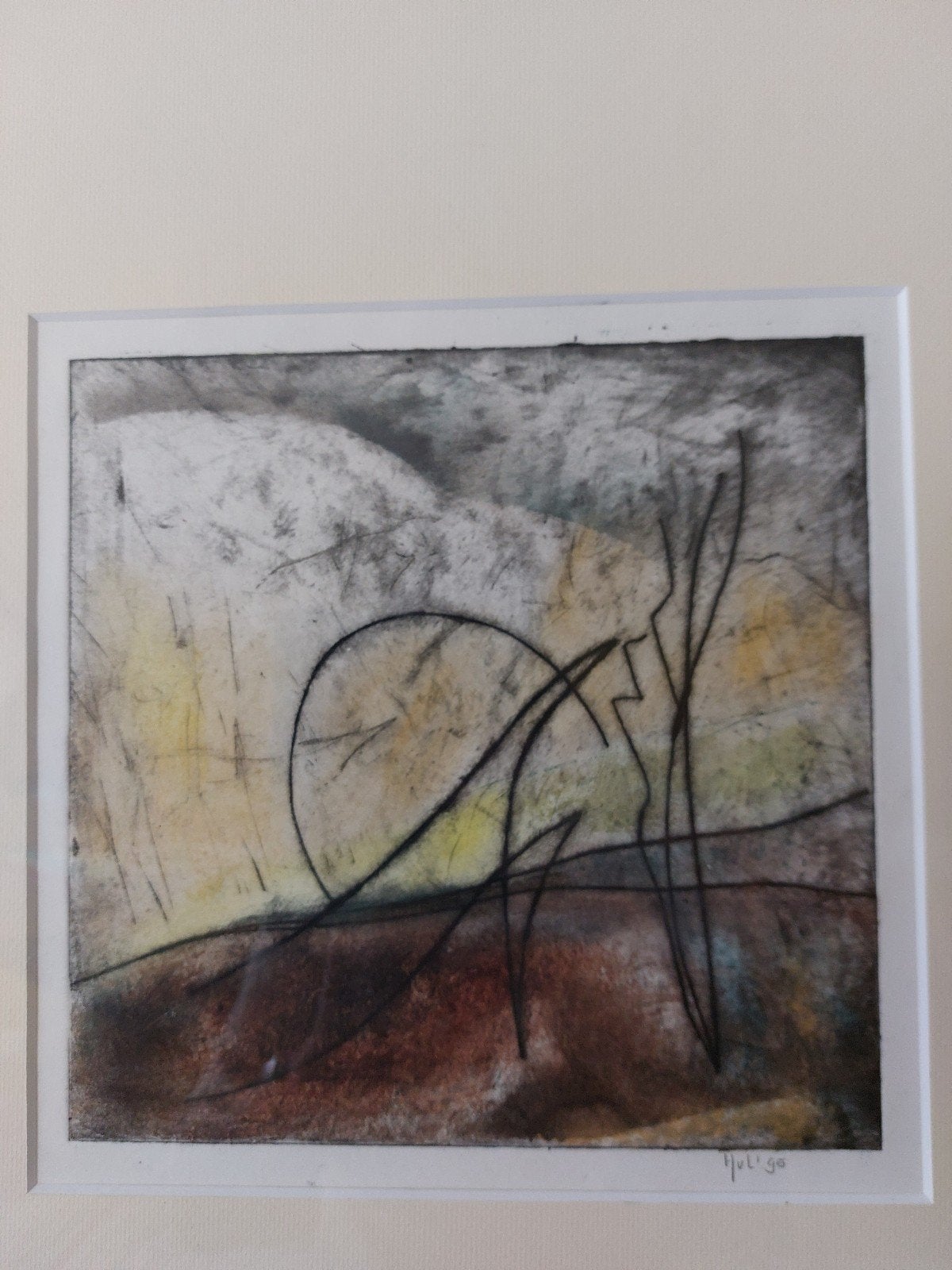 GESIGNEERD HvL'95 abstract schilderij INGELIJST BARTH LIJST, Ophalen