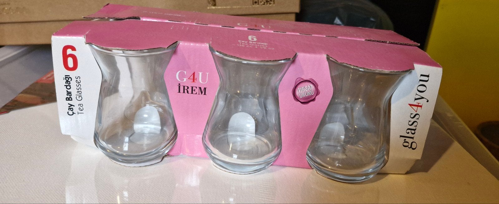 Set van 6 Turkse theeglazen - Nieuw in doos, Nieuw, Ophalen of Verzenden, Overige merken, Glas
