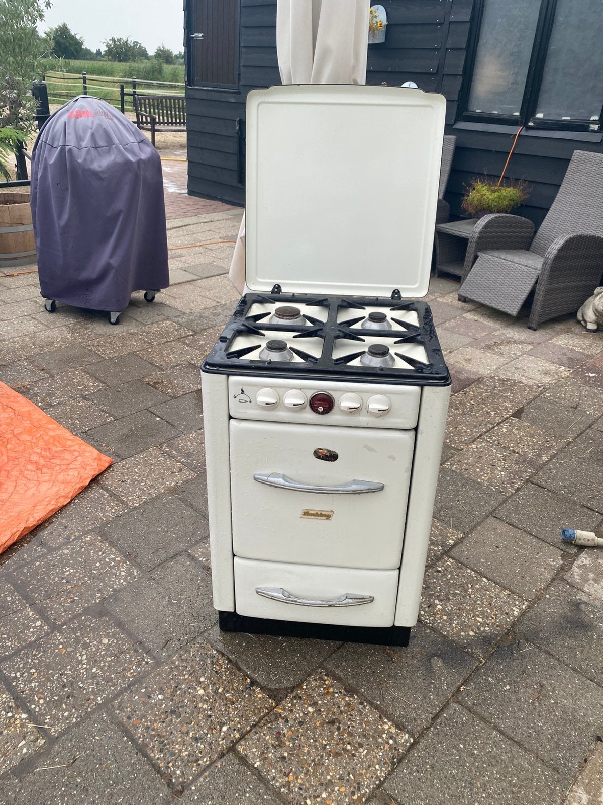 Te koop antiek werkend grill/gasoven, Witgoed en Apparatuur, Fornuizen, Ophalen, Gebruikt, Minder dan 85 cm, Grill