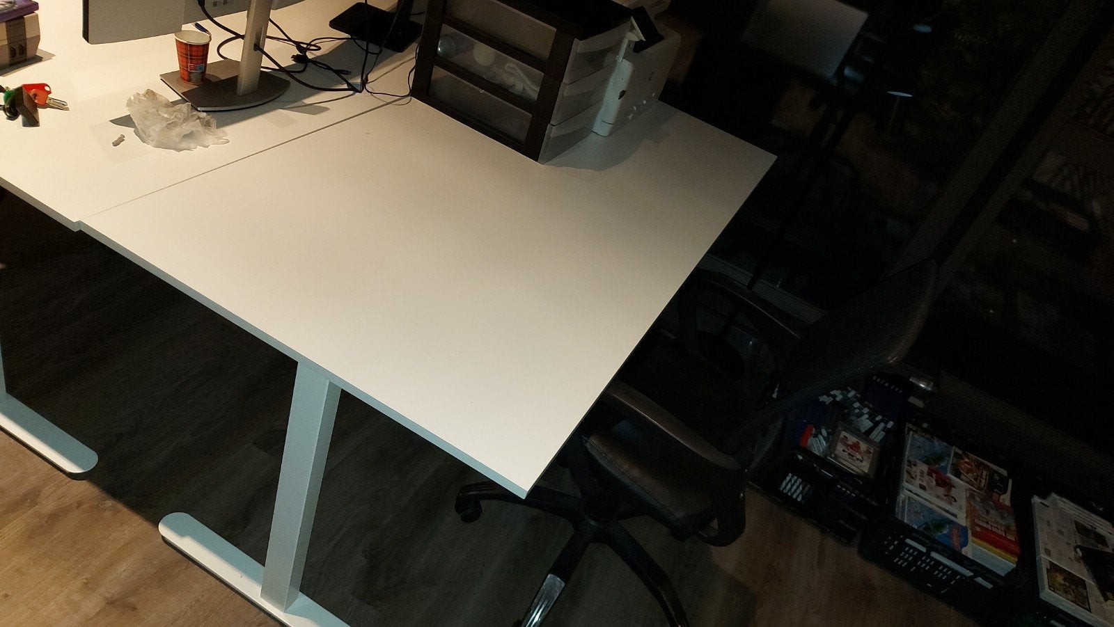 Hoekbureau met bureaustoel, Ophalen of Verzenden, Gebruikt, Wit, Hoekbureau