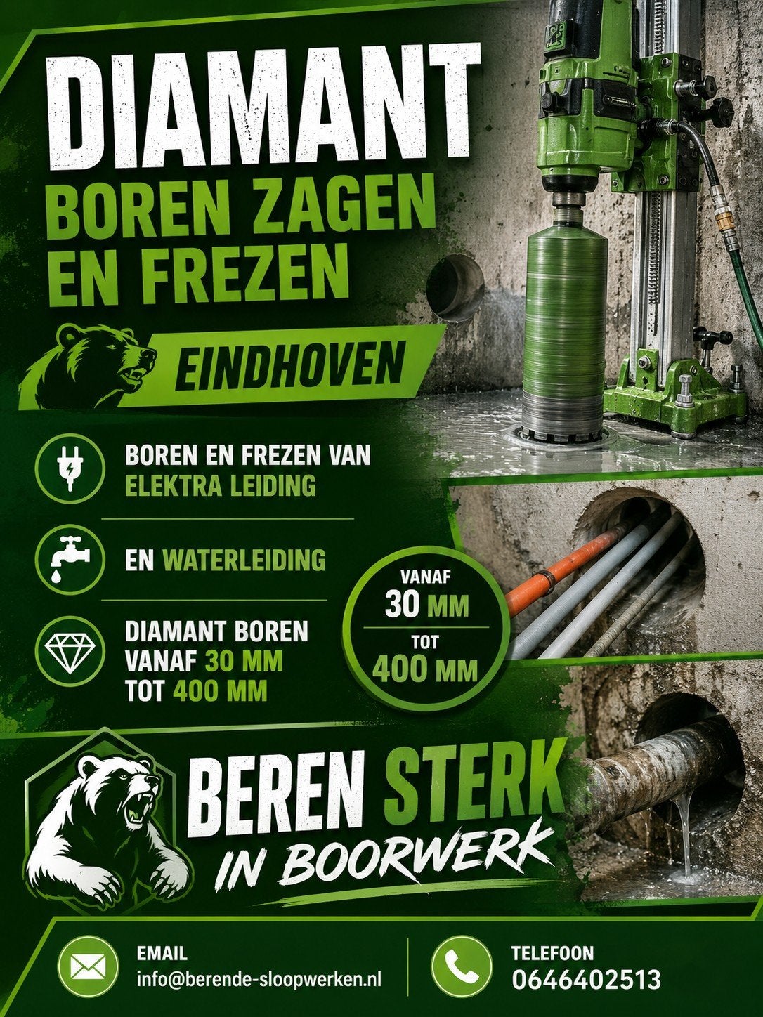 Diamant boren, frezen en zagen door Berende Sloopwerken, Ophalen of Verzenden, Nieuw, Boormachine