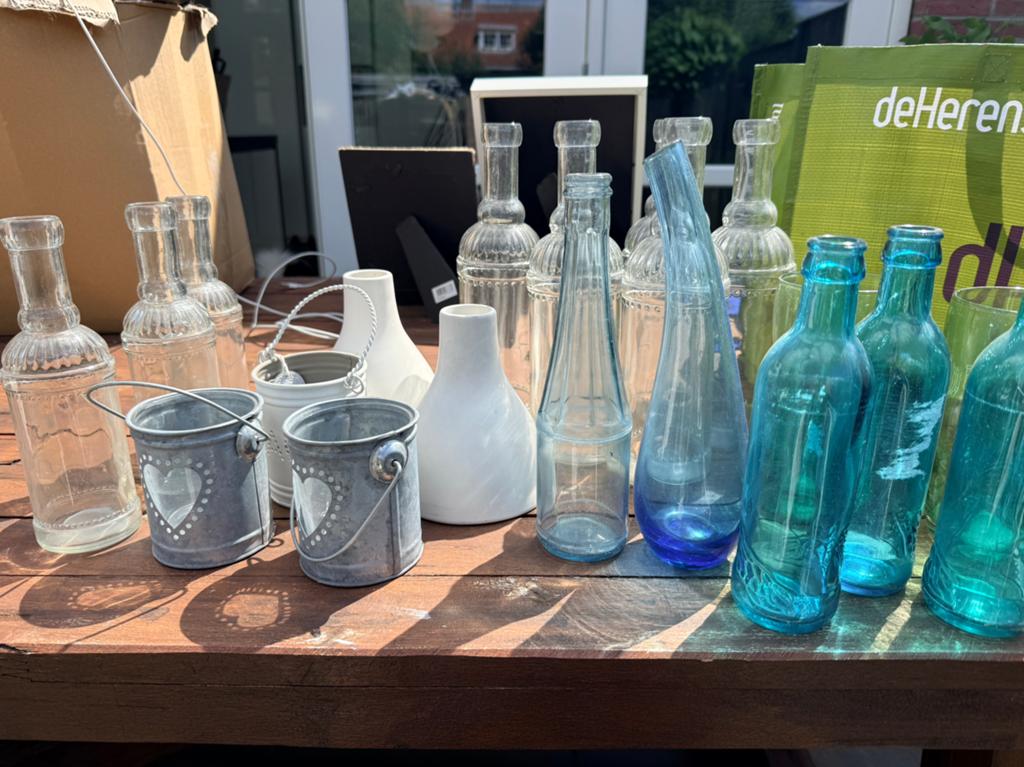Diverse vaasjes en kaarshouders, Ophalen, Zo goed als nieuw, Glas