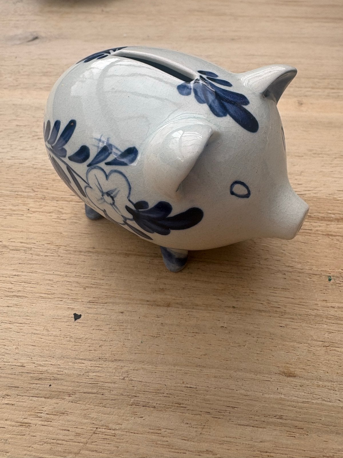 Delfts blauw spaarvarken - Handgeschilderd, Steen, Aardewerk of Keramiek, Thrifter, Ophalen of Verzenden, Ossenkamppad 25