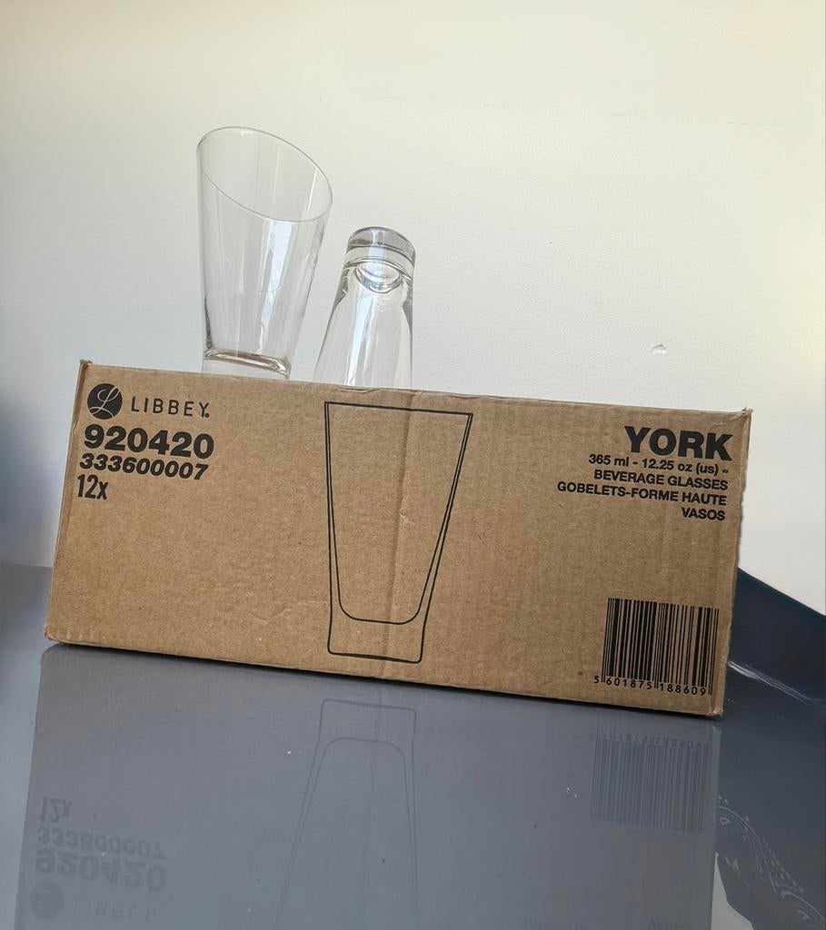 Libbey York Drinkglazen - Set van 12 (365 ml), Ophalen, Glas of Glazen, Nieuw, Glas
