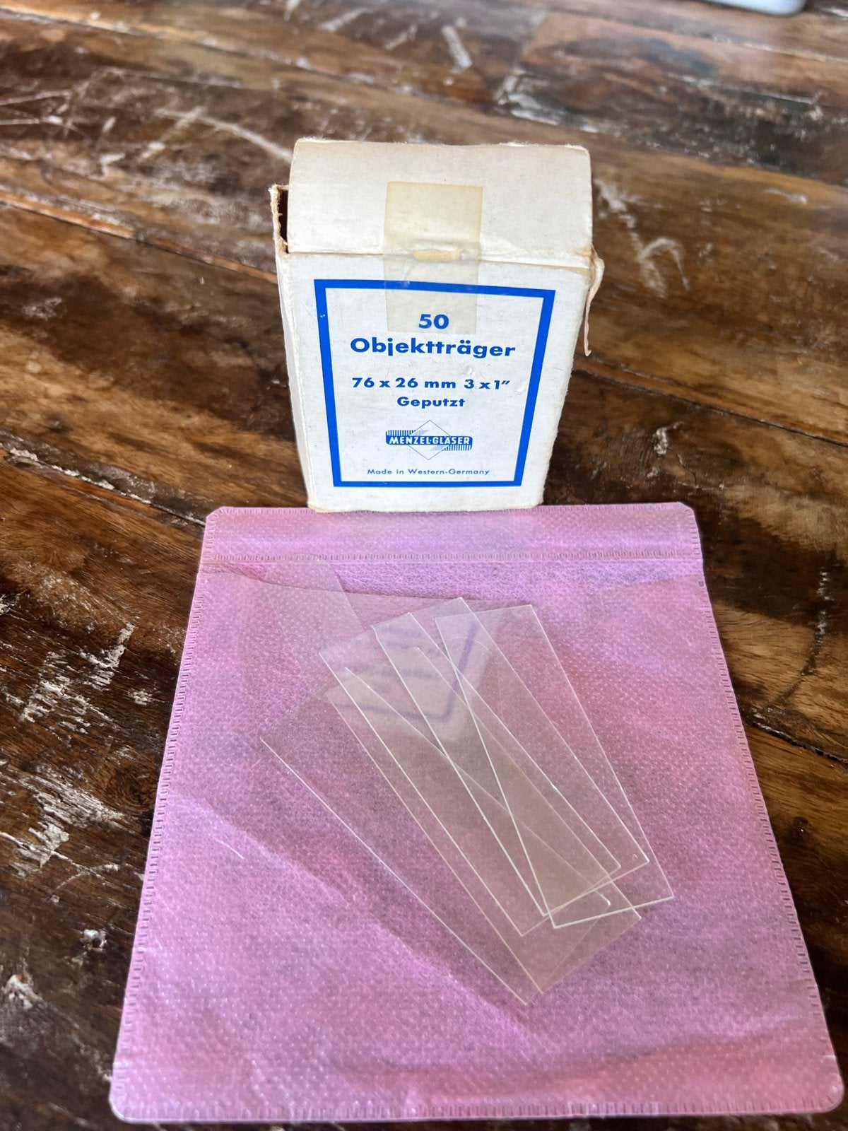 Vintage Objectglaasjes Microscoop - Menzel-Gläser 1967, Audio, Tv en Foto, Optische apparatuur | Microscopen, Ophalen of Verzenden