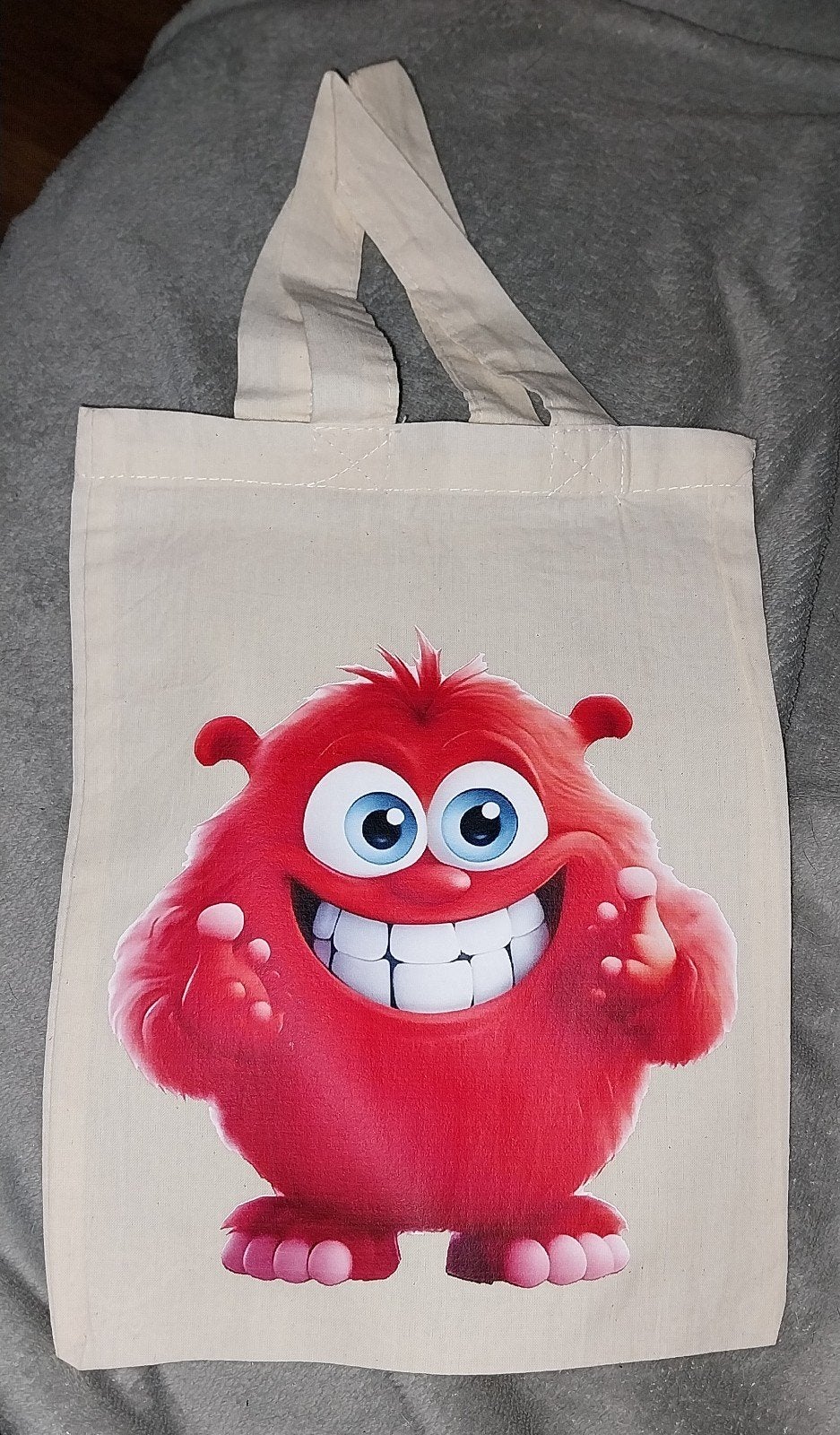 Nieuwe katoenen tas met vrolijke rode monster print, Ophalen of Verzenden, Nieuw, Beige, Overige typen