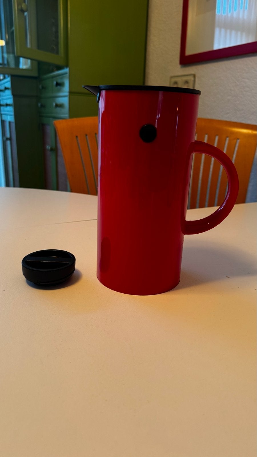 Stelton thermoskan rood 21 cm hoog, Ophalen of Verzenden, Gebruikt, Rood, Overige merken