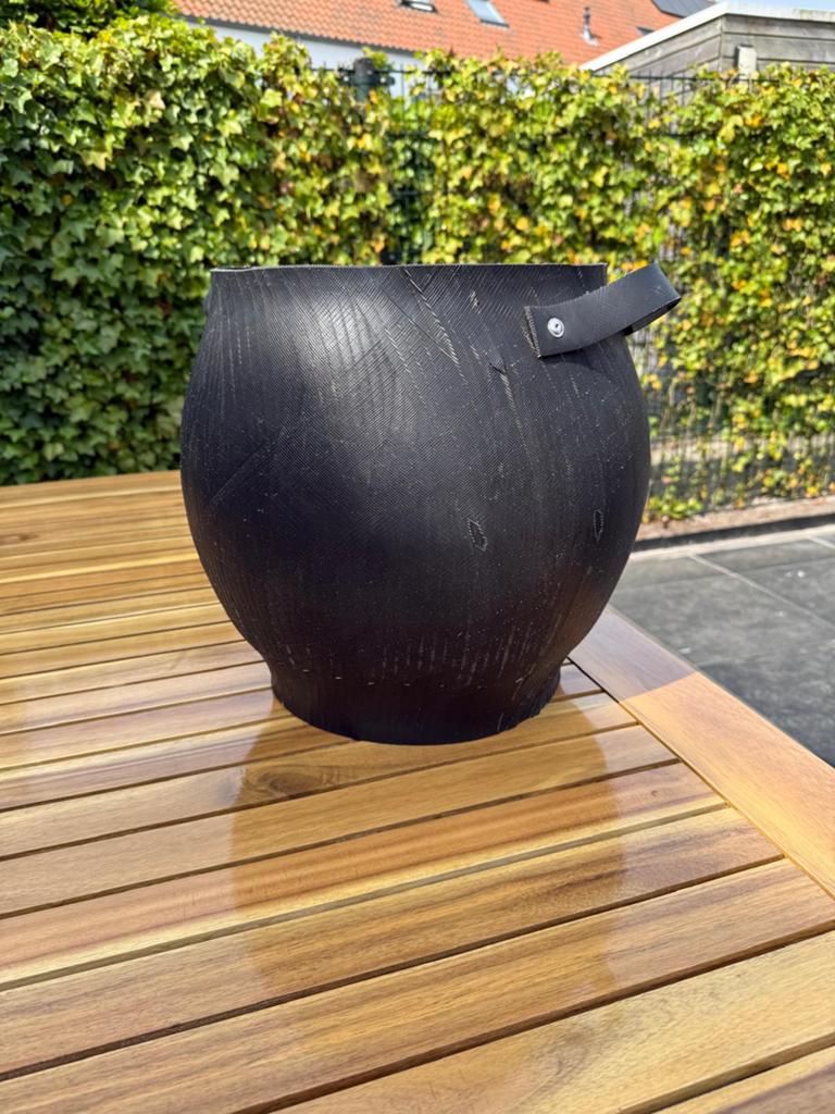 Zwarte rubberen bloempot, Ø 30 cm, H 36 cm, Overige materialen, Gebruikt, Rond, Binnen