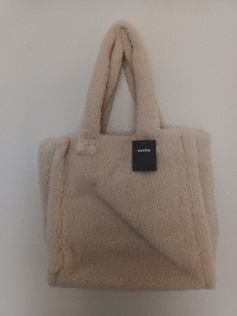 NIEUW Offwhite teddy tas (Sacha), Ophalen, Nieuw, Beige, Shopper