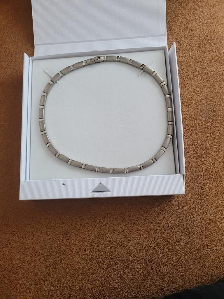 Boccia collier titanium zilverkleurig, Sieraden, Tassen en Uiterlijk, Kettingen, Ophalen of Verzenden