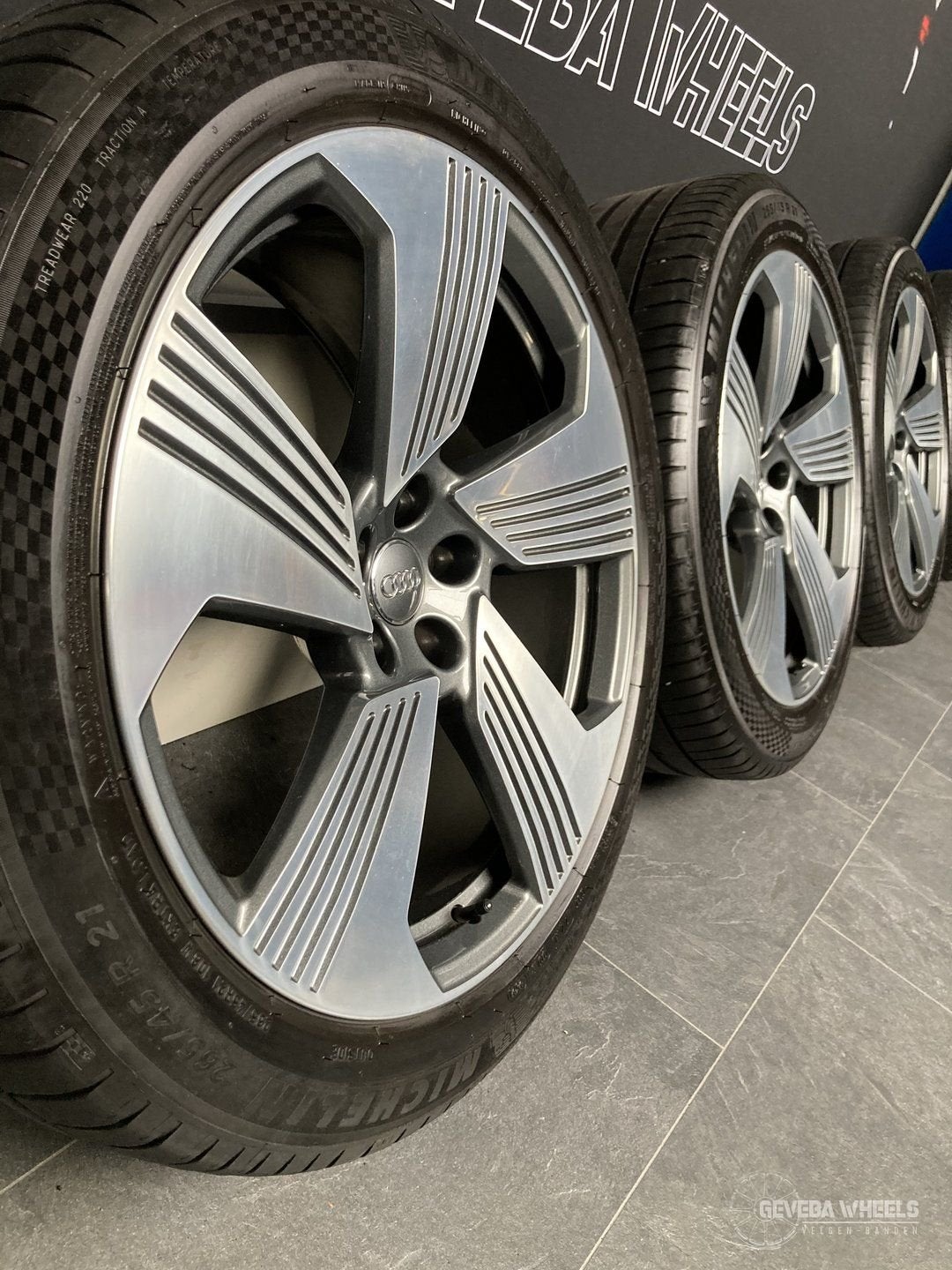 21” originele Audi Etron velgen + Michelin banden 5x112 4KE, Gebruikt, -, 265 mm, -