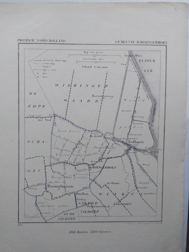 5 / Barsingerhorn Kolhorn Haringhuizen De Kreil J. Kuyper, Antiek en Kunst, Ophalen of Verzenden