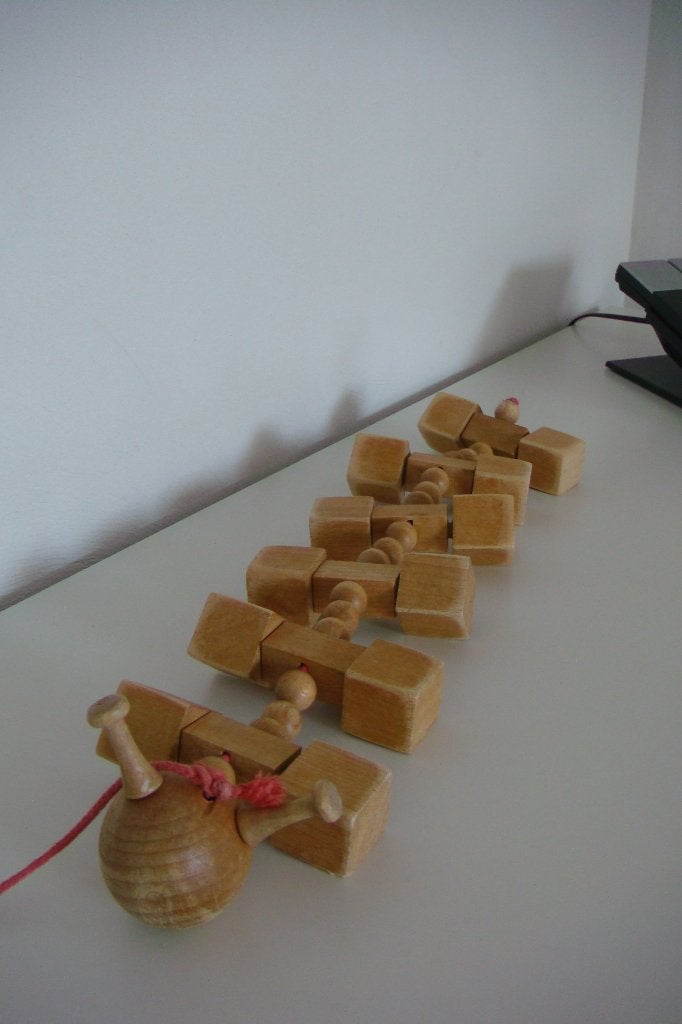 Houten looprups (speelgoed), Ophalen, Gebruikt