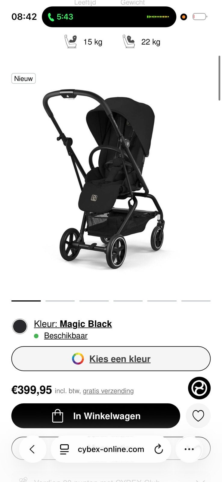 CYBEX Eezy S Twist+2 buggy – Magic Black, Ophalen, Zo goed als nieuw, Overige merken