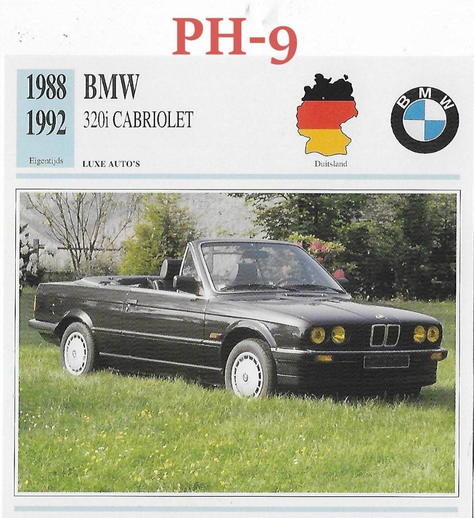Ph9 Autokaart BMW 320i cabriolet ( 1988 - 1992 ), Ophalen of Verzenden, Zo goed als nieuw, Auto's
