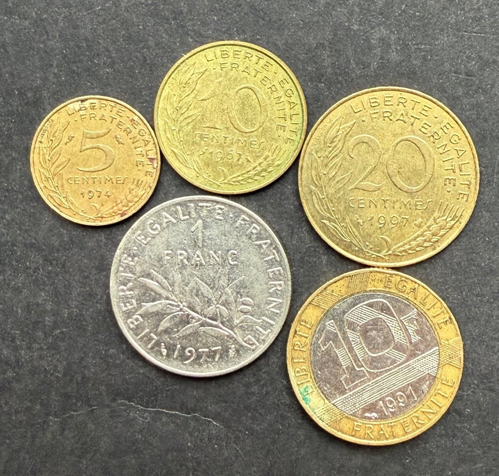 Frankrijk 5 verschillende munten franc, Ophalen of Verzenden, Frankrijk