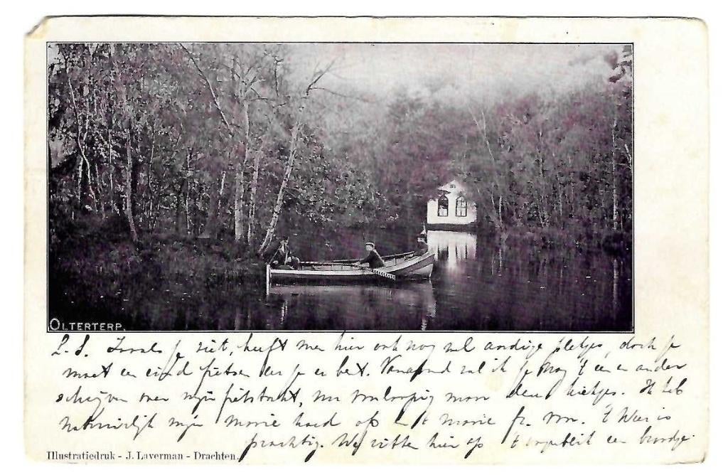 Olterterp - Gezicht met roeiboot, Verzenden, Voor 1920, Gelopen, Friesland