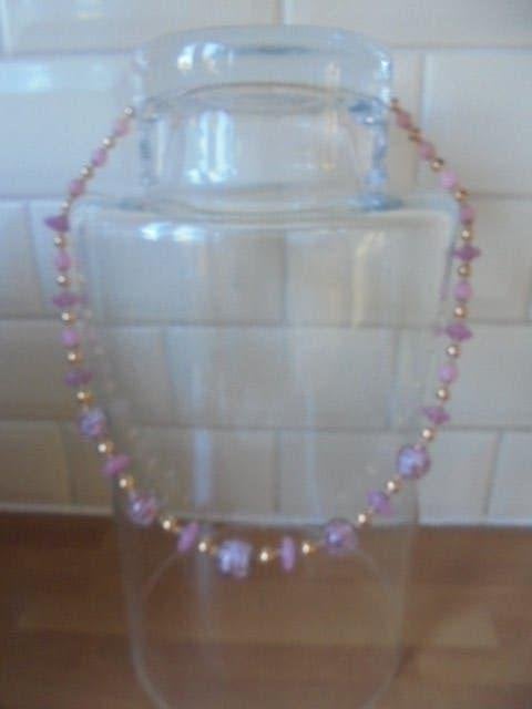 Murano ketting roze/goud, Ophalen of Verzenden, Zo goed als nieuw, Roze, Steen of Mineraal