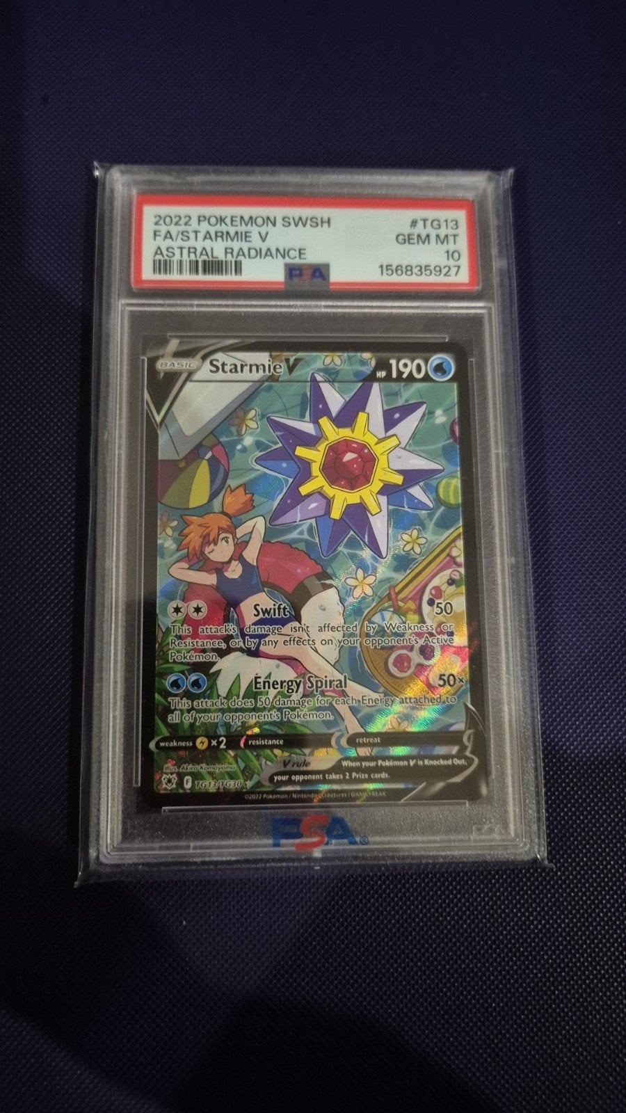 PSA 10 Gem Mint Starmie V Full Art TG13 Astral Radiance, Hobby en Vrije tijd, Ophalen of Verzenden, Nieuw, Losse kaart, Foil