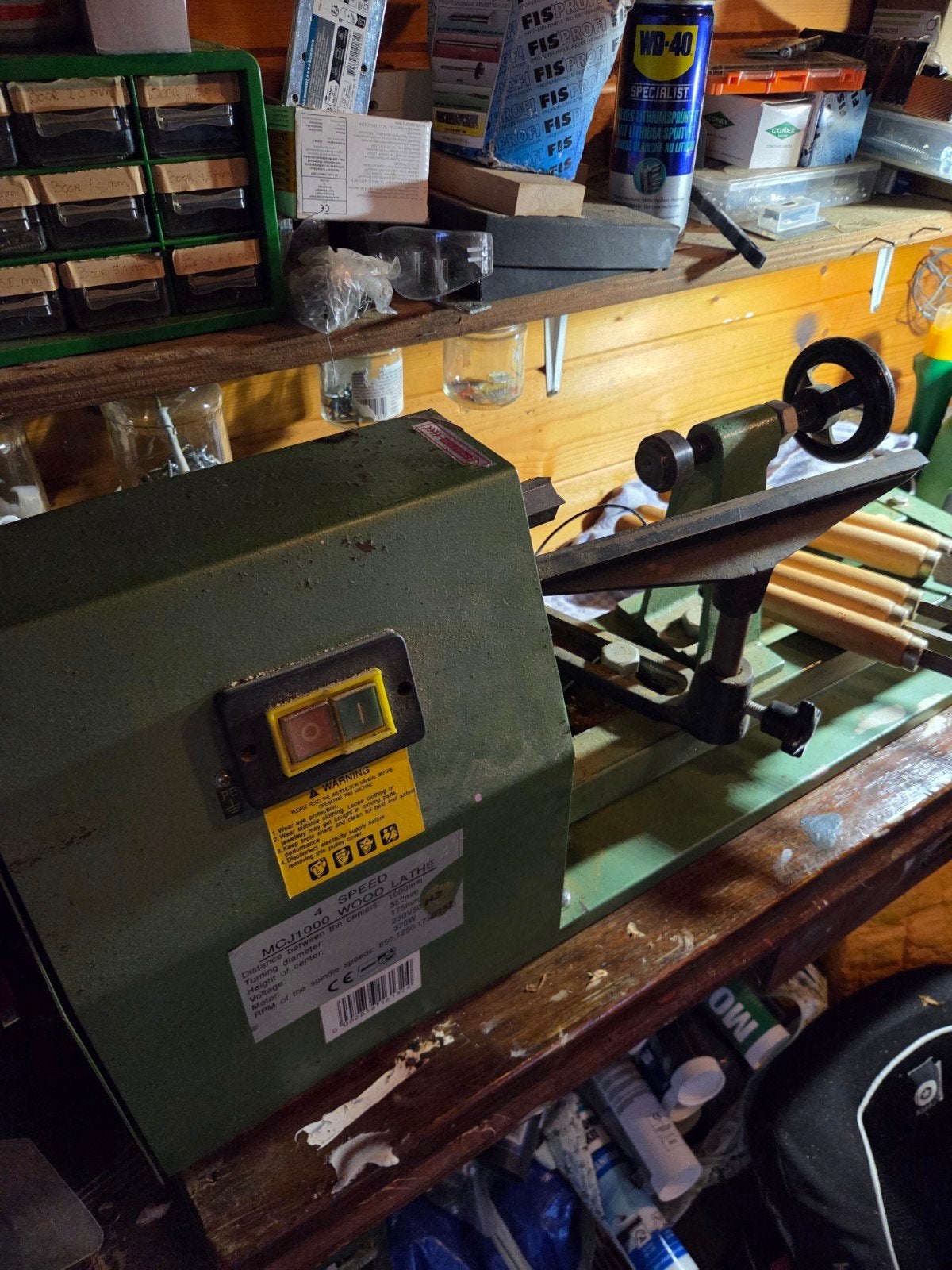 Houtdraaibank MCJ1000 met 5 beitels gutsen, Ophalen, Gebruikt, Houtdraaibank, 1000 mm of meer