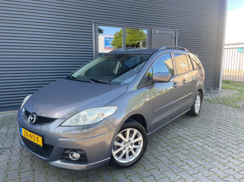 FULL OPTIONS Mazda 5 1.8 2009/7 ZITTER/AIRCO/APK 27-3-2027, Auto's, Mazda, Stof, Zwart, 4 cilinders, 7 stoelen