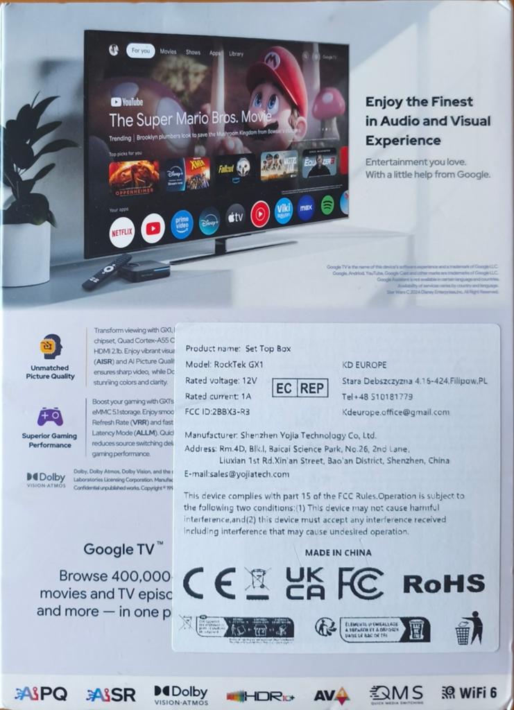 RockTek GX1 mediaspeler – nieuwstaat, Computers en Software, Android Tablets, Ophalen of Verzenden, Nieuw, 64 GB