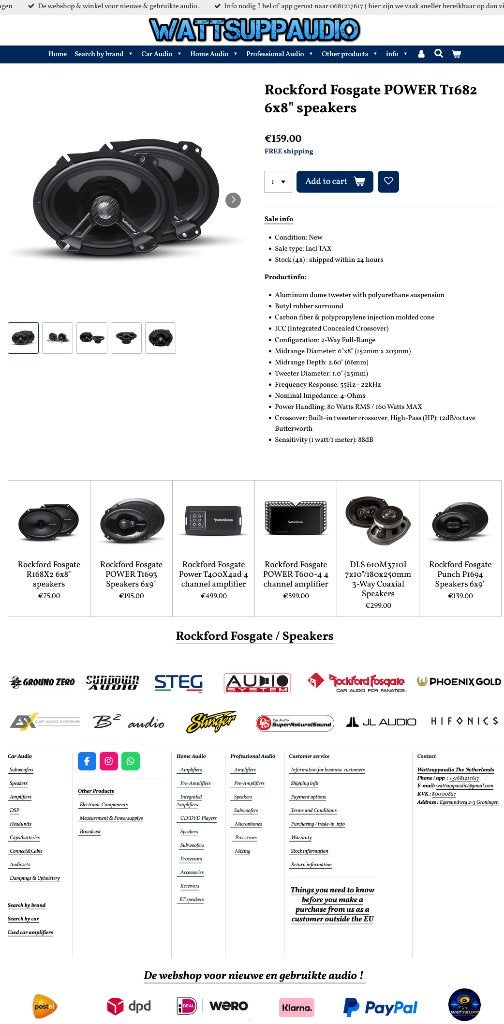 Rockford Fosgate POWER T1682 6x8" Speakers Ovaal, Auto diversen, Autospeakers, Audio Design, Nieuw, Am Breilingsweg 3, 76709 Kronau, Duitsland