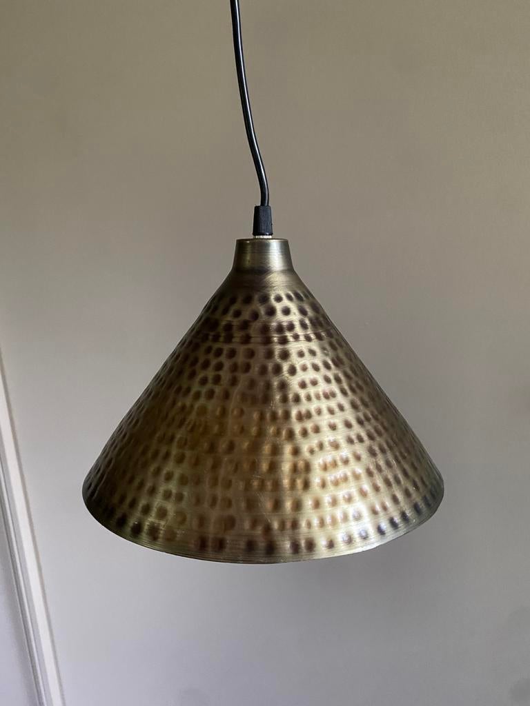 Metalen hanglamp goud gehamerd, Ophalen of Verzenden, Zo goed als nieuw, Metaal, Minder dan 50 cm