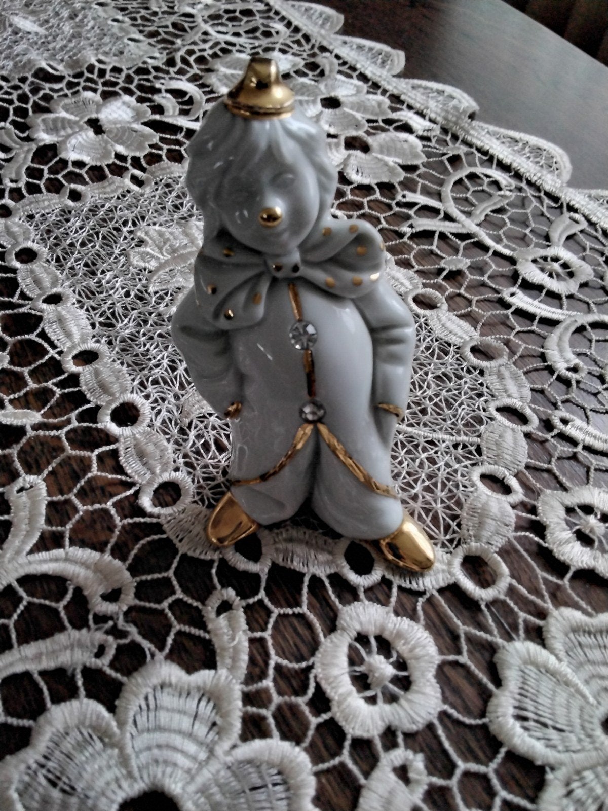 Porseleinen clown capodimonte met swarovski steentjes, Ophalen of Verzenden, Zo goed als nieuw, Mens
