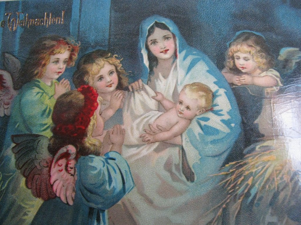 Antieke Kaart 1909 / F Brundage - Maria met Kind / Engeltjes, Verzenden, Voor 1920, Gelopen, Feest(dag)