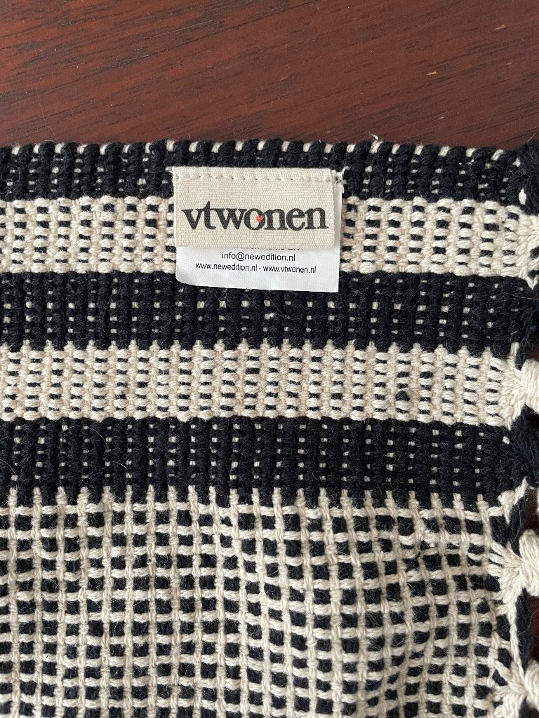 VT wonen kleed plaid beige zwart z.g.a.n., 130 cm, Beige, Met franjes/kwastjes, Ophalen of Verzenden