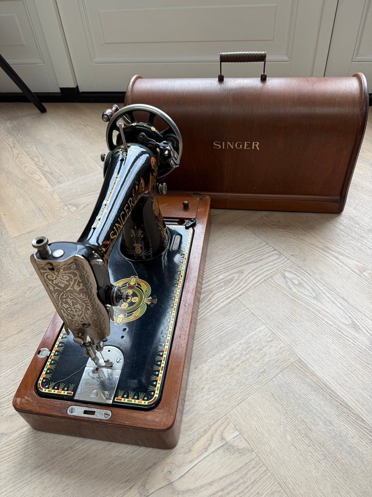 Antieke Singer handnaaimachine – origineel – werkend –koffer, Ophalen