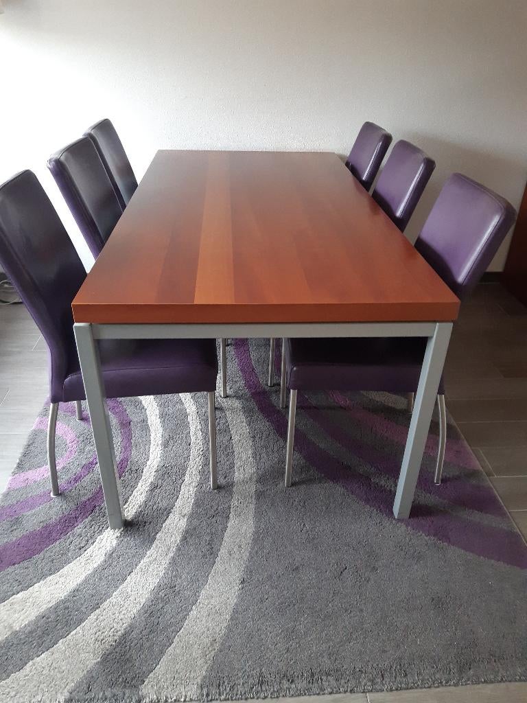 Eethoek en 4 lederen stoelen, Ophalen, Gebruikt, 150 tot 200 cm, 150 tot 200 cm