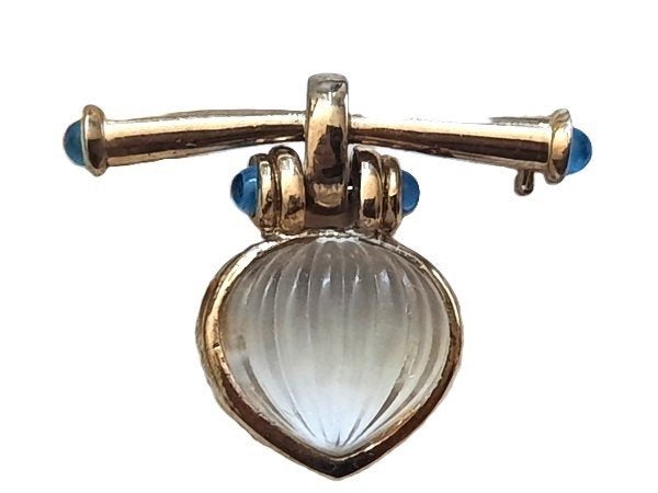 Prachtige vintage Staafbroche in Lalique Stijl  Hangend Hart, Ophalen, Zo goed als nieuw, Goud, Overige materialen