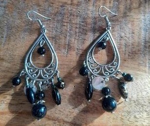 prachtige nieuwe zilver filigrain oorhangers met zwart, Sieraden, Tassen en Uiterlijk, Oorbellen, Ophalen of Verzenden, Nieuw