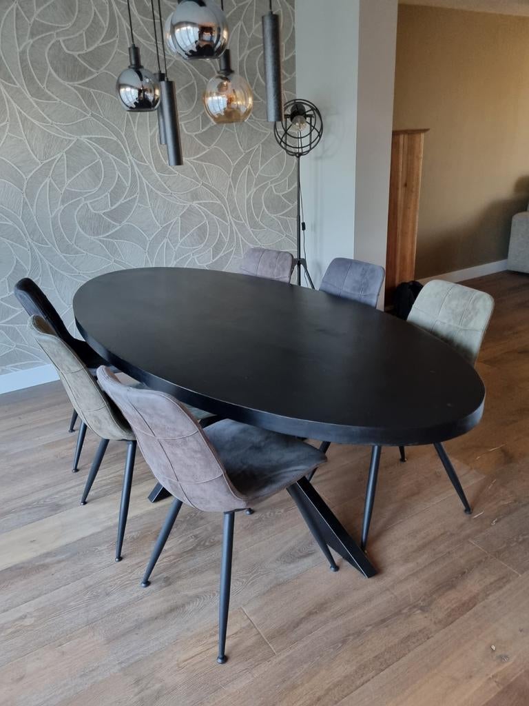 splinternieuwe ovalen tafel mango hout zwart 240x110, Huis en Inrichting, Tafels | Eettafels, Ophalen, 100 tot 150 cm, Ovaal, Overige houtsoorten