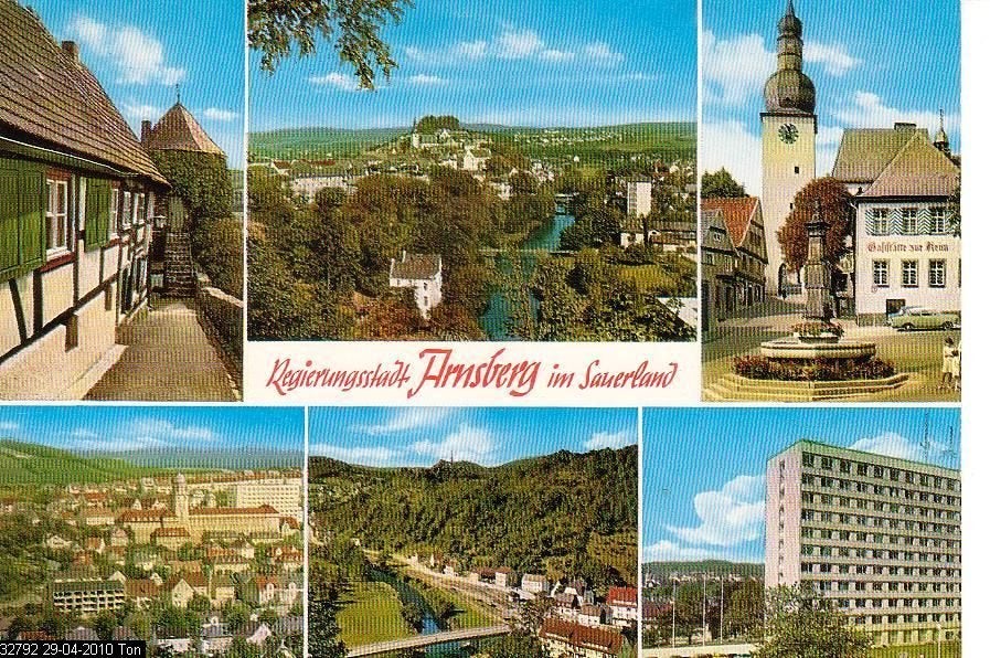Ansichtkaart 	Arnsberg (Duitsland)	6-luik, Verzenden, 1960 tot 1980, Gelopen, Duitsland