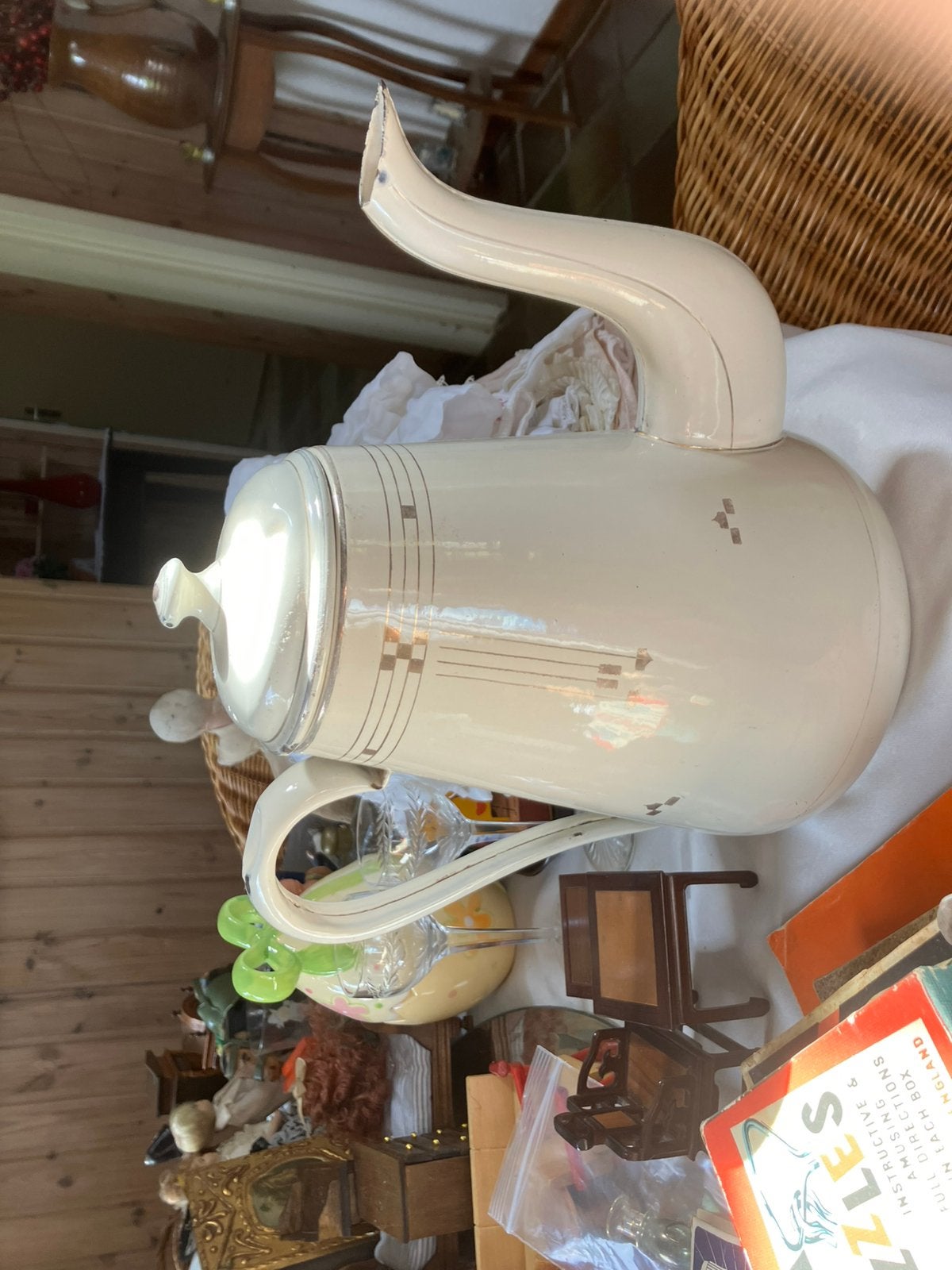Art deco emaile koffiekan., Ophalen of Verzenden
