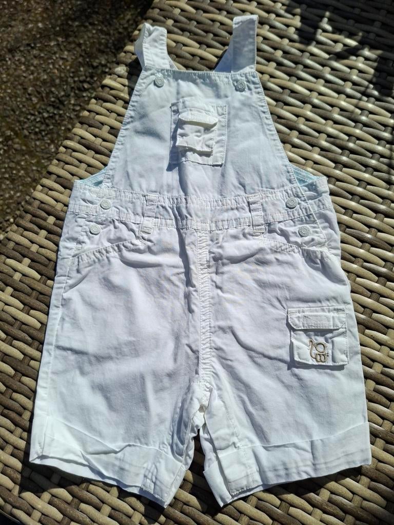 Witte korte tuinbroek Obaibi maat 67, Kinderen en Baby's, Babykleding | Maat 68, Broekje, Jongetje of Meisje, Ophalen of Verzenden
