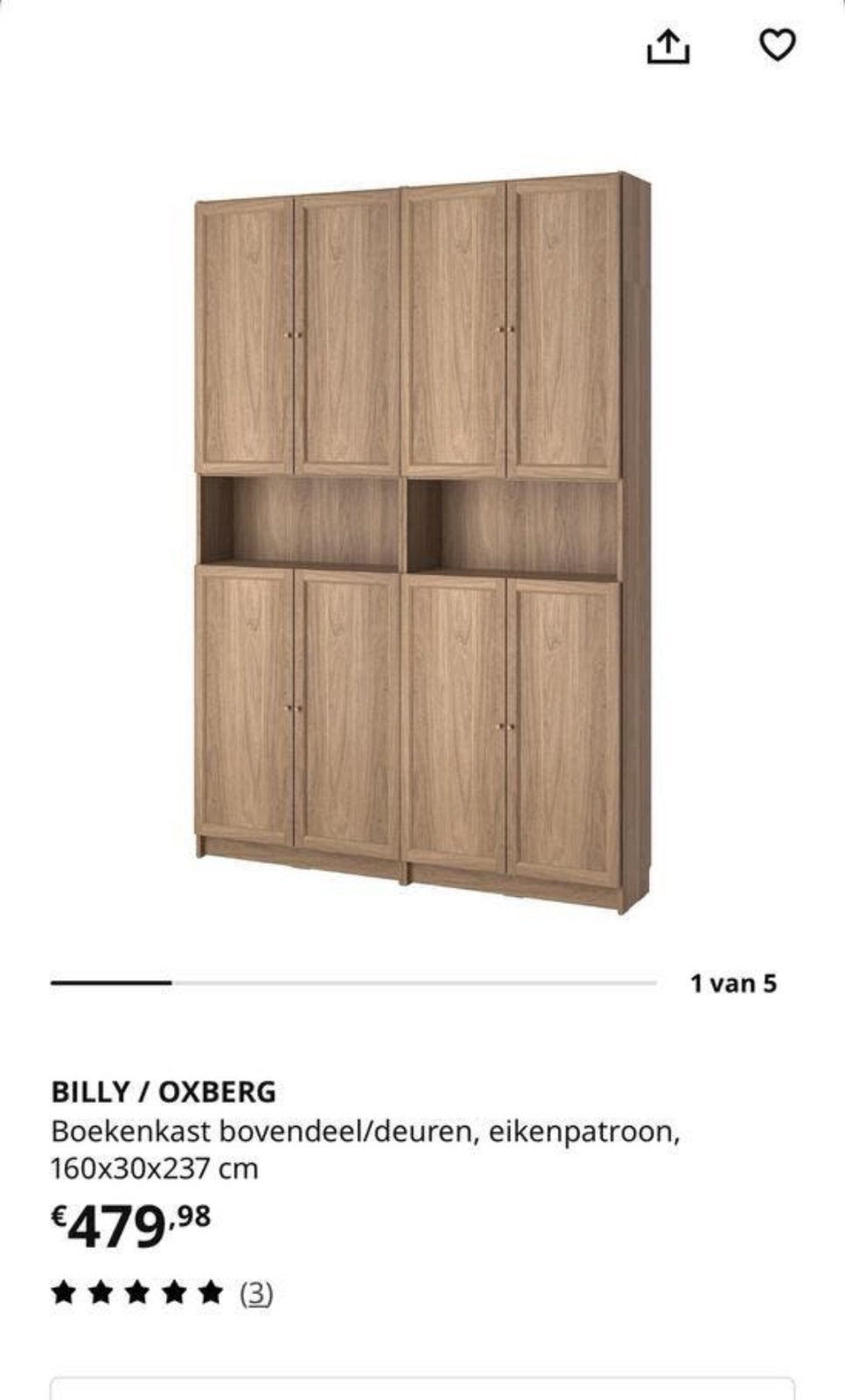 Billy/oxberg, Ophalen, 200 cm of meer, 150 tot 200 cm, Zo goed als nieuw