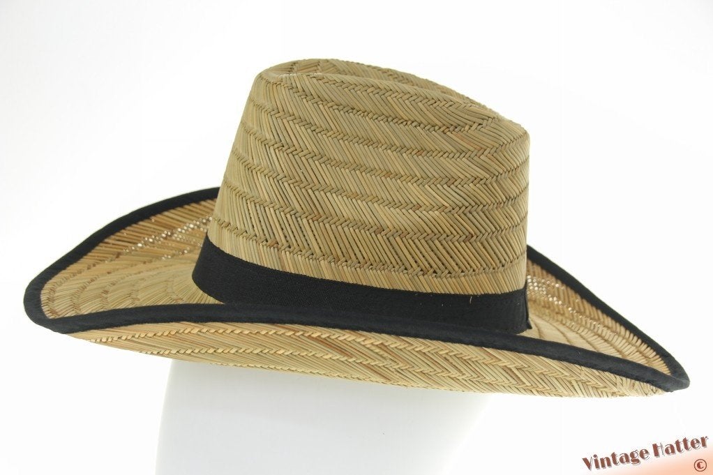 Cowboy Western strohoed 57/58 zwart lint Nieuw unisex, 56 of 57 cm (M, 7 of 7⅛ inch), Nieuw, Ophalen of Verzenden, Hoed