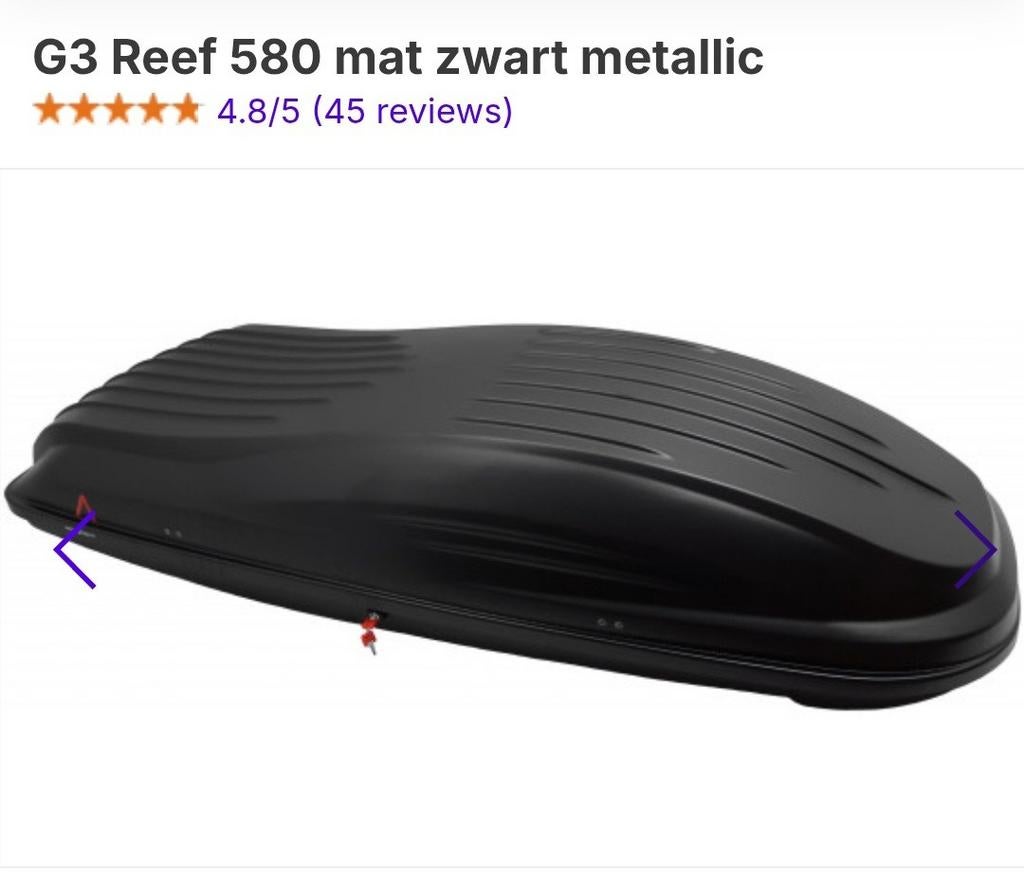 G3 Reef 580 Dakkoffer mat zwart metallic, Auto diversen, Ophalen of Verzenden, Zo goed als nieuw